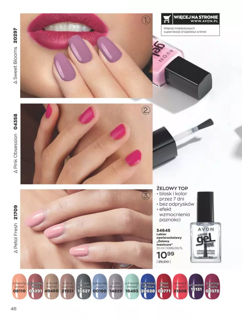 Gazetka promocyjna Avon - Katalog Avon 9/2021 kampania wrzesień - ważna 01.09 do 30.09.2021 - strona 46 - produkty: Lakier, Okno, Petal Fresh, SESSIO, Top