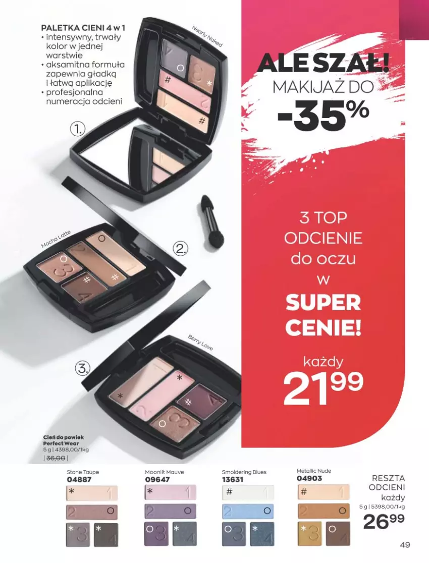 Gazetka promocyjna Avon - Katalog Avon 9/2021 kampania wrzesień - ważna 01.09 do 30.09.2021 - strona 49 - produkty: Aksam, Cień, Makijaż, Paletka cieni