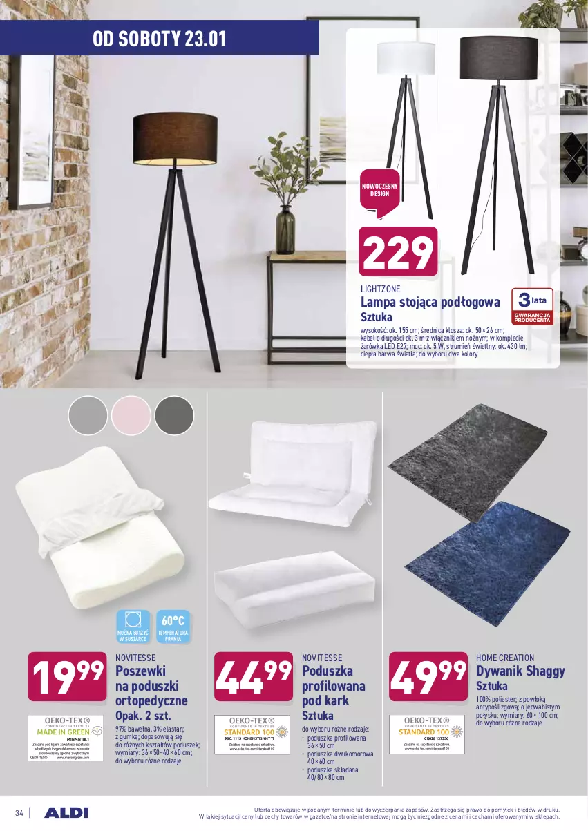 Gazetka promocyjna Aldi - ALE! CENA w ALDI - ważna 18.01 do 23.01.2021 - strona 34 - produkty: Dywan, Dywanik, Lampa, Noż, Poduszka, Rum, Sok, Top, Wełna