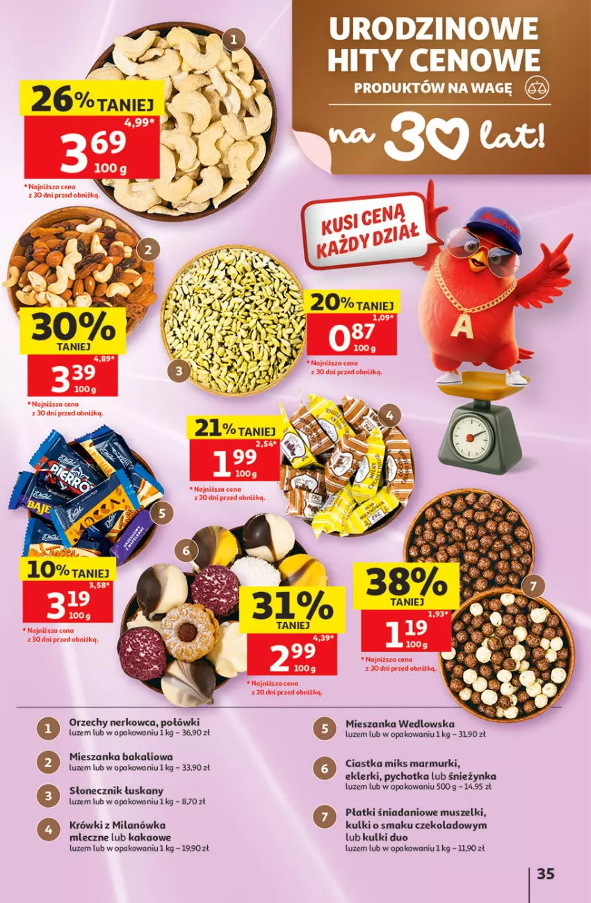 Gazetka promocyjna Auchan - Gazetka 30 Lat Hipermarket Auchan - ważna 21.05 do 27.05.2026 - strona 35 - produkty: Ciastka, Danio, Kakao, Mieszanka bakaliowa, Mieszanka wedlowska, Mus