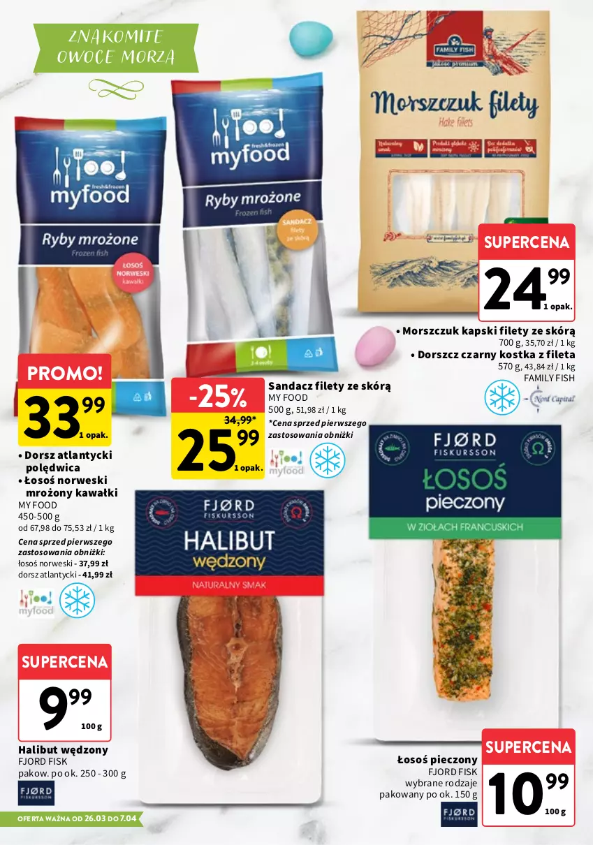 Gazetka promocyjna Intermarche - Gazetka Intermarche - ważna 26.03 do 07.04.2026 - strona 10 - produkty: Dorsz, Fa, Halibut, Kawa, Owoce, Owoce morza, Piec, Polędwica, Sandacz, Sandacz filet