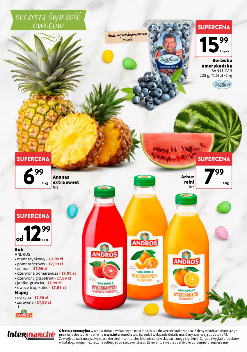 Gazetka promocyjna Intermarche - Gazetka Intermarche - ważna 26.03 do 07.04.2026 - strona 12 - produkty: Ananas, Arbuz, Borówka, Borówka amerykańska, Gra, Napój, Owoce, Sok