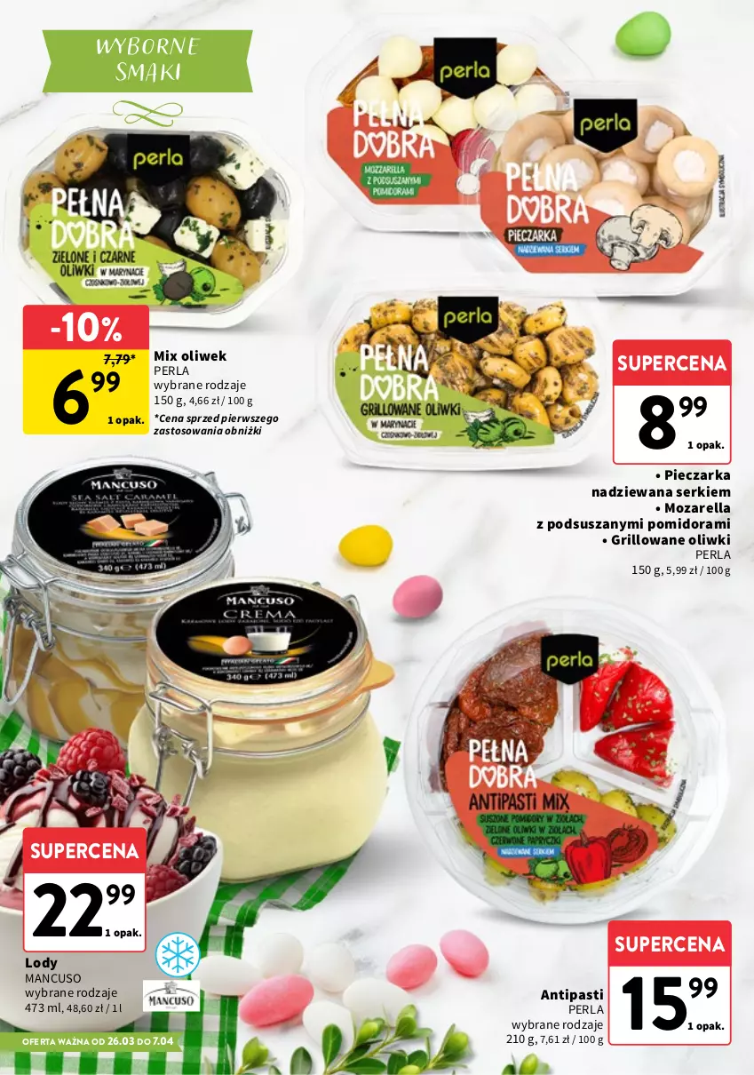 Gazetka promocyjna Intermarche - Gazetka Intermarche - ważna 26.03 do 07.04.2026 - strona 8 - produkty: Grill, Lody, Oliwki, Piec, Pieczarka, Ser
