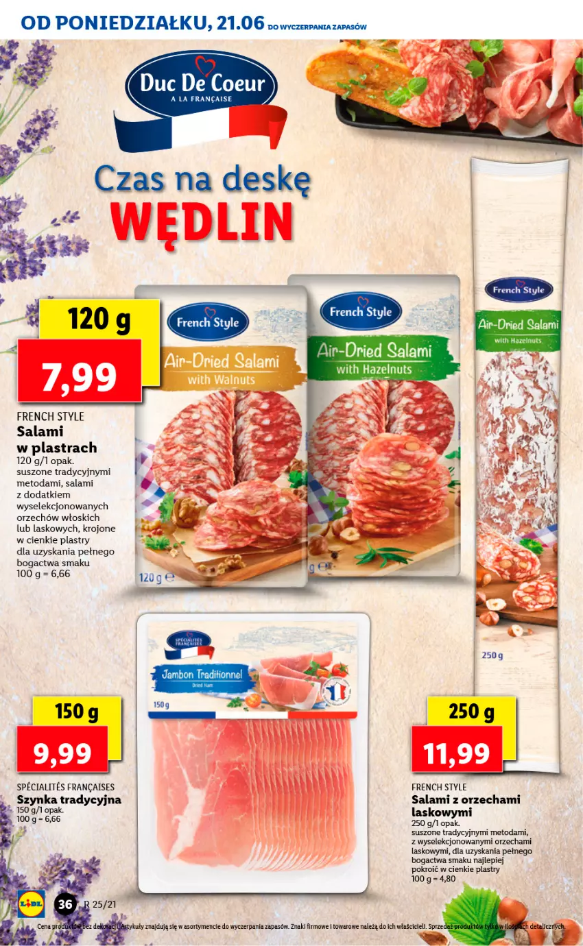 Gazetka promocyjna Lidl - TYDZIEŃ W STYLU FRANCUSKIM - ważna 21.06 do 25.06.2021 - strona 10 - produkty: Salami, Szynka