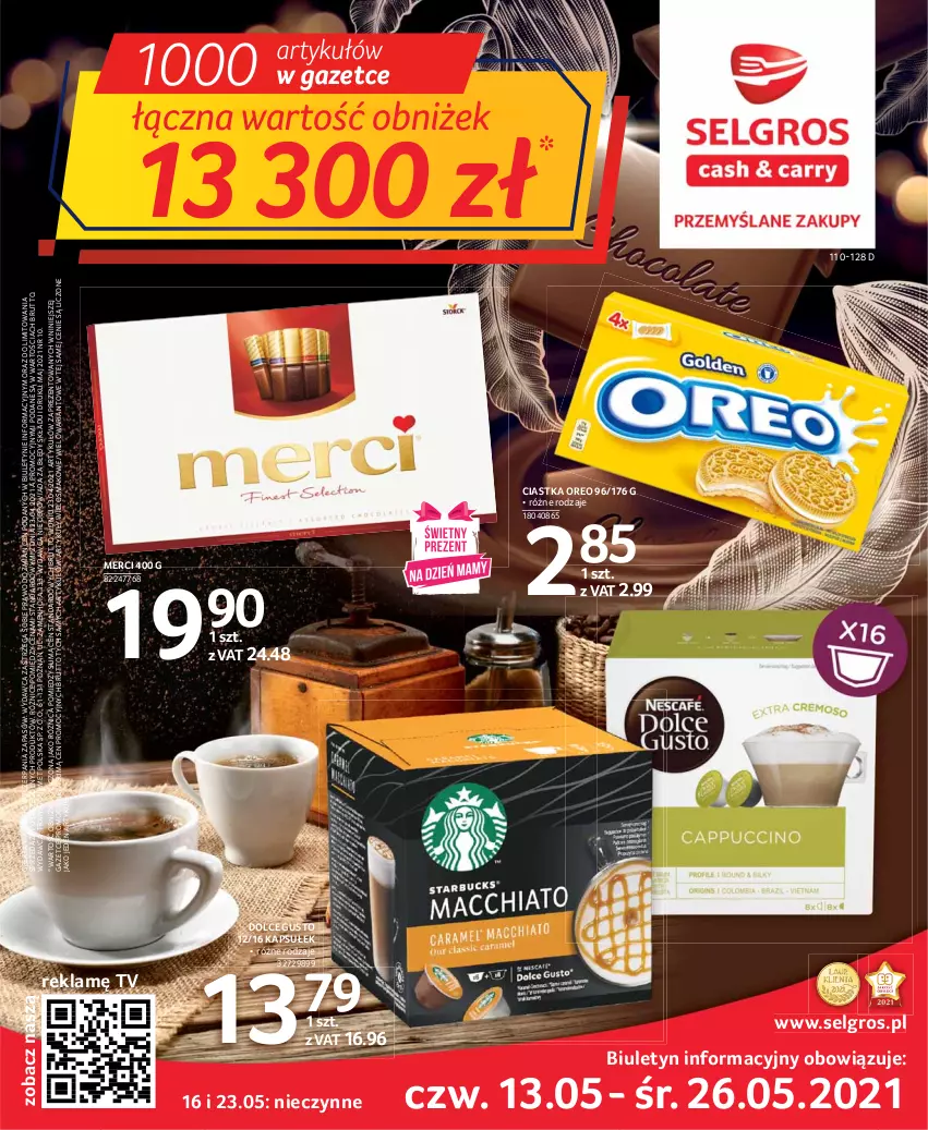 Gazetka promocyjna Selgros - Oferta spożywcza - ważna 13.05 do 26.05.2021 - strona 1 - produkty: Ciastka, Dolce Gusto, Fa, LG, Merci, Oreo, Tran