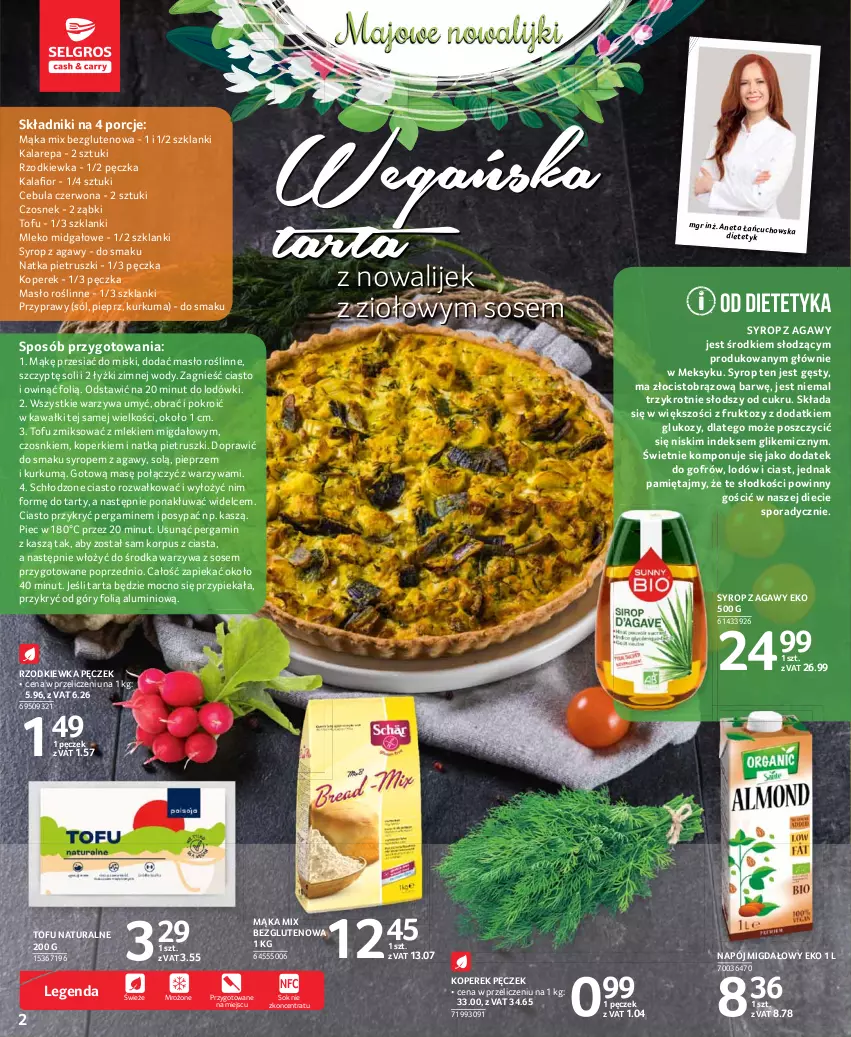 Gazetka promocyjna Selgros - Oferta spożywcza - ważna 13.05 do 26.05.2021 - strona 2 - produkty: Cebula, Cebula czerwona, Czosnek, Kalafior, Kawa, Koperek pęczek, Kurkuma, Lanki, Mąka, Masło, Mięta, Mleko, Napój, Natka pietruszki, Piec, Pieprz, Por, Przyprawy, Rzodkiewka, Sok, Sól, Sos, Syrop, Tarta, Tofu, Warzywa