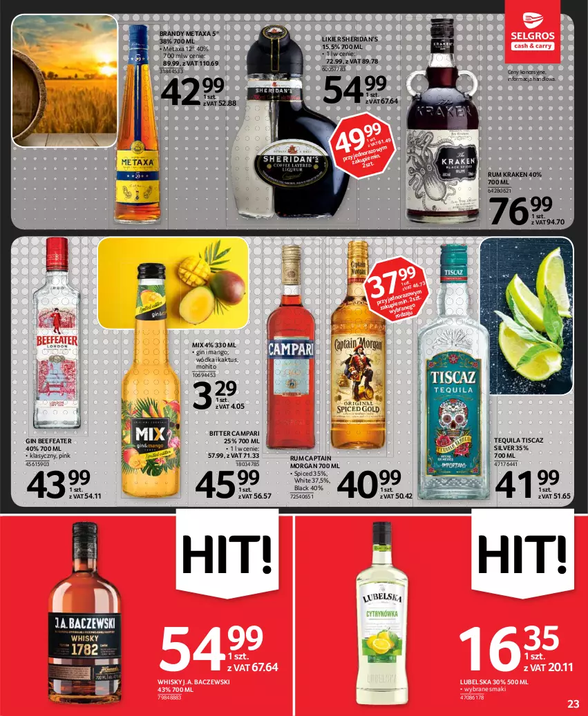 Gazetka promocyjna Selgros - Oferta spożywcza - ważna 13.05 do 26.05.2021 - strona 23 - produkty: Brandy, Captain Morgan, Gin, Kaktus, Lack, Likier, Mango, Metaxa, Rum, Tequila, Whisky, Wódka