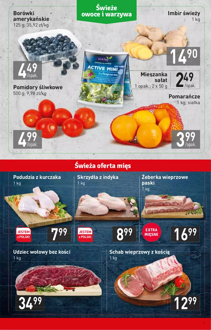 Gazetka promocyjna Stokrotka - Market - ważna 10.02 do 16.02.2022 - strona 3 - produkty: Imbir, Kurczak, Mieszanka sałat, Pomarańcze, Pomidory, Sałat, Schab wieprzowy, Siatka, Udziec wołowy