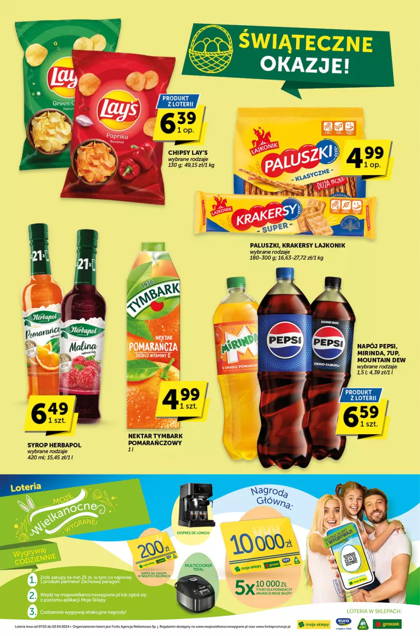 Gazetka promocyjna ABC - ważna 21.03 do 02.04.2024 - strona 9 - produkty: 7up, Chipsy, Herbapol, Krakersy, Lajkonik, Mirinda, Napój, Nektar, Pepsi, Syrop, Tymbark