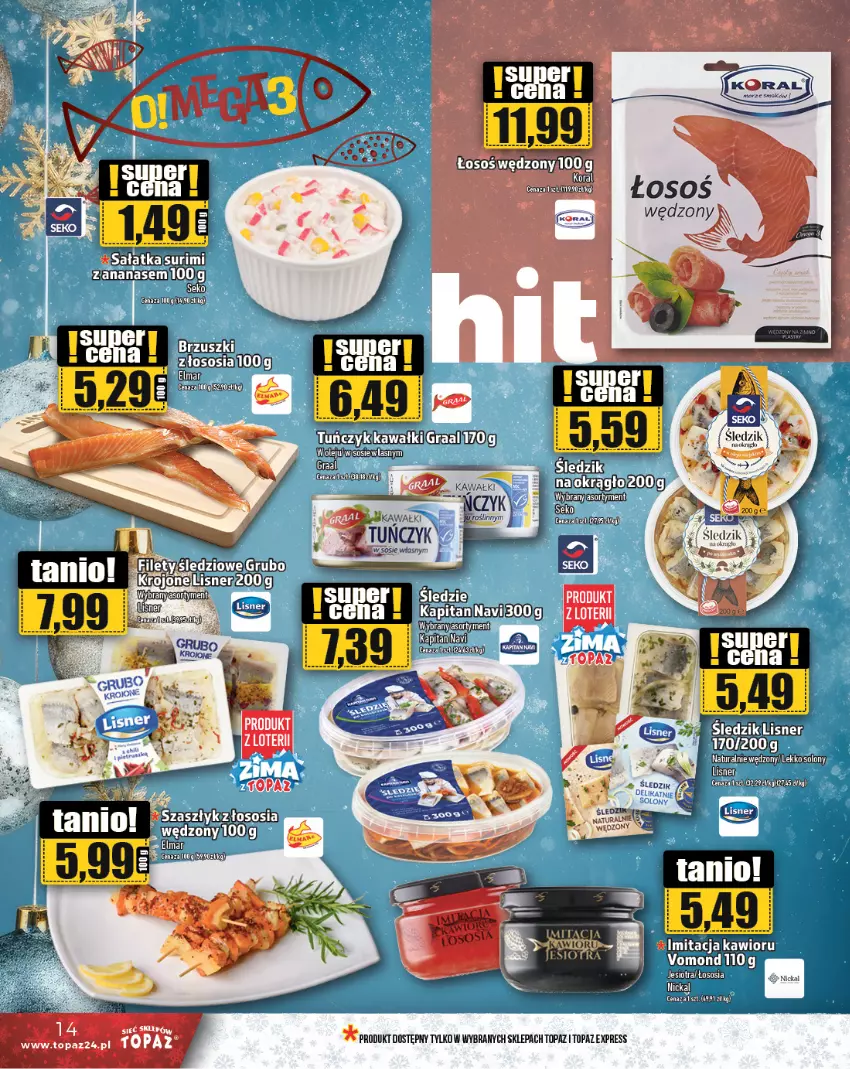 Gazetka promocyjna Topaz - Gazetka - ważna 27.12 do 31.12.2024 - strona 14 - produkty: Ananas, Gra, Graal, Kawa, LG, Lisner, Olej, Sos, Top