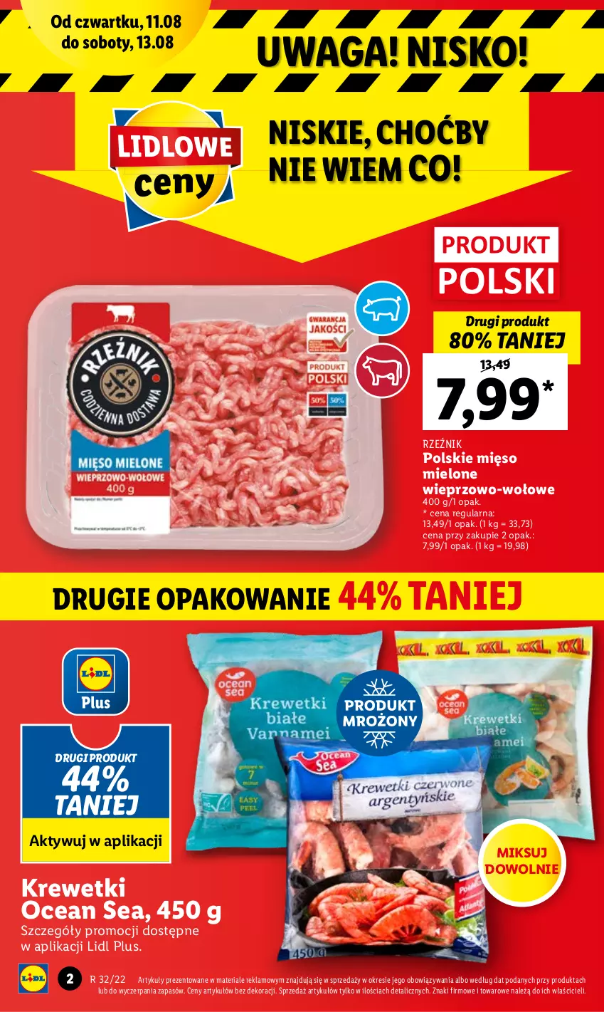 Gazetka promocyjna Lidl - GAZETKA - ważna 11.08 do 13.08.2022 - strona 2 - produkty: Krewetki, Mięso, Mięso mielone, Waga