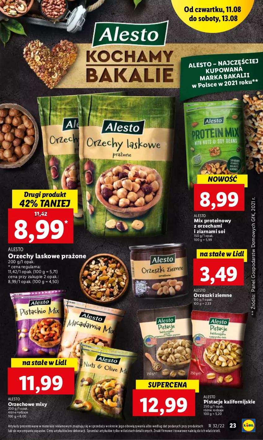 Gazetka promocyjna Lidl - GAZETKA - ważna 11.08 do 13.08.2022 - strona 23 - produkty: Orzeszki, Orzeszki ziemne, Pistacje