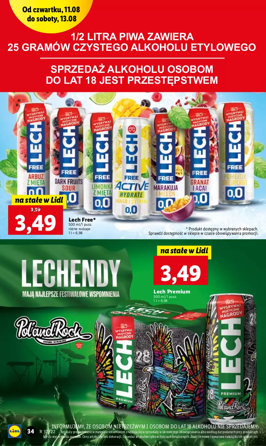 Gazetka promocyjna Lidl - GAZETKA - ważna 11.08 do 13.08.2022 - strona 34 - produkty: Gra, Lech Premium, Piwa