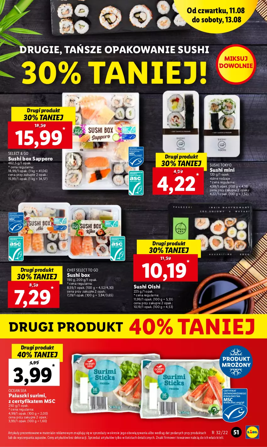 Gazetka promocyjna Lidl - GAZETKA - ważna 11.08 do 13.08.2022 - strona 51 - produkty: Por, Surimi, Sushi