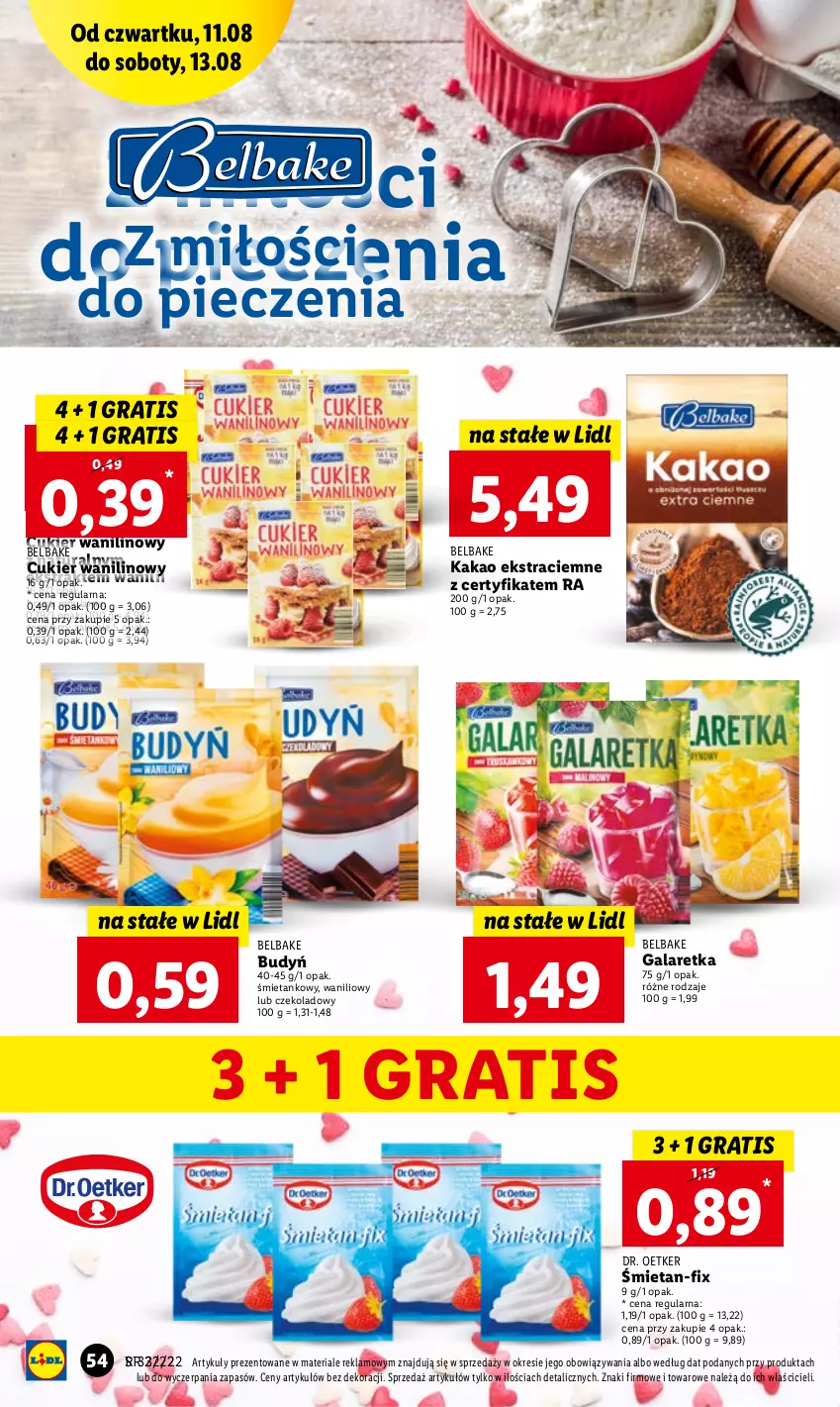 Gazetka promocyjna Lidl - GAZETKA - ważna 11.08 do 13.08.2022 - strona 54 - produkty: Budyń, Cukier, Cukier wanilinowy, Dr. Oetker, Gala, Galaretka, Gra, Kakao, Piec