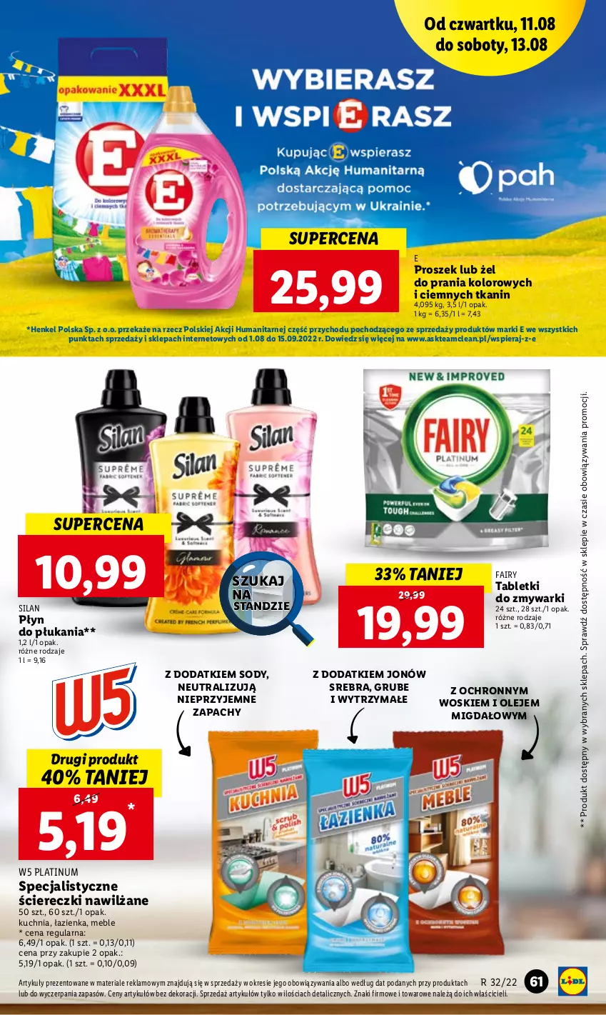 Gazetka promocyjna Lidl - GAZETKA - ważna 11.08 do 13.08.2022 - strona 61 - produkty: Fa, Fairy, Kuchnia, Meble, Olej, Płyn do płukania, Silan, Tablet, Tabletki do zmywarki, Zmywarki