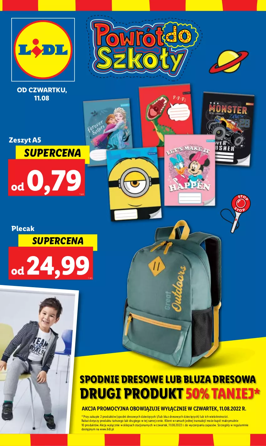 Gazetka promocyjna Lidl - GAZETKA - ważna 11.08 do 13.08.2022 - strona 64 - produkty: Bluza, Bluza dresowa, Dres, Dzieci, Plecak, Rama, Spodnie, Spodnie dresowe, Top, Tran