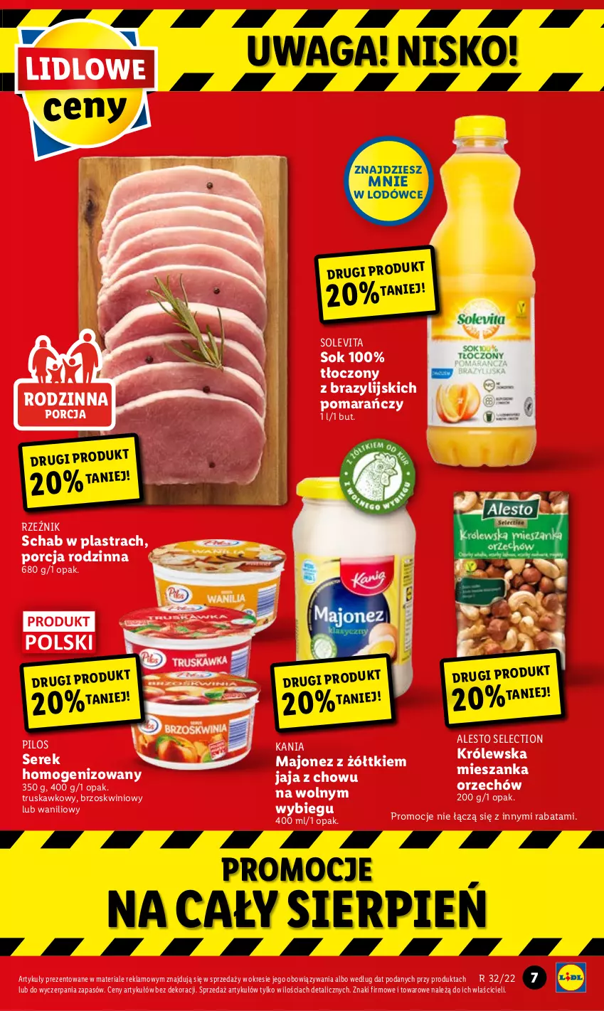 Gazetka promocyjna Lidl - GAZETKA - ważna 11.08 do 13.08.2022 - strona 7 - produkty: Jaja, Majonez, Pilos, Por, Ser, Serek, Serek homogenizowany, Sok, Waga