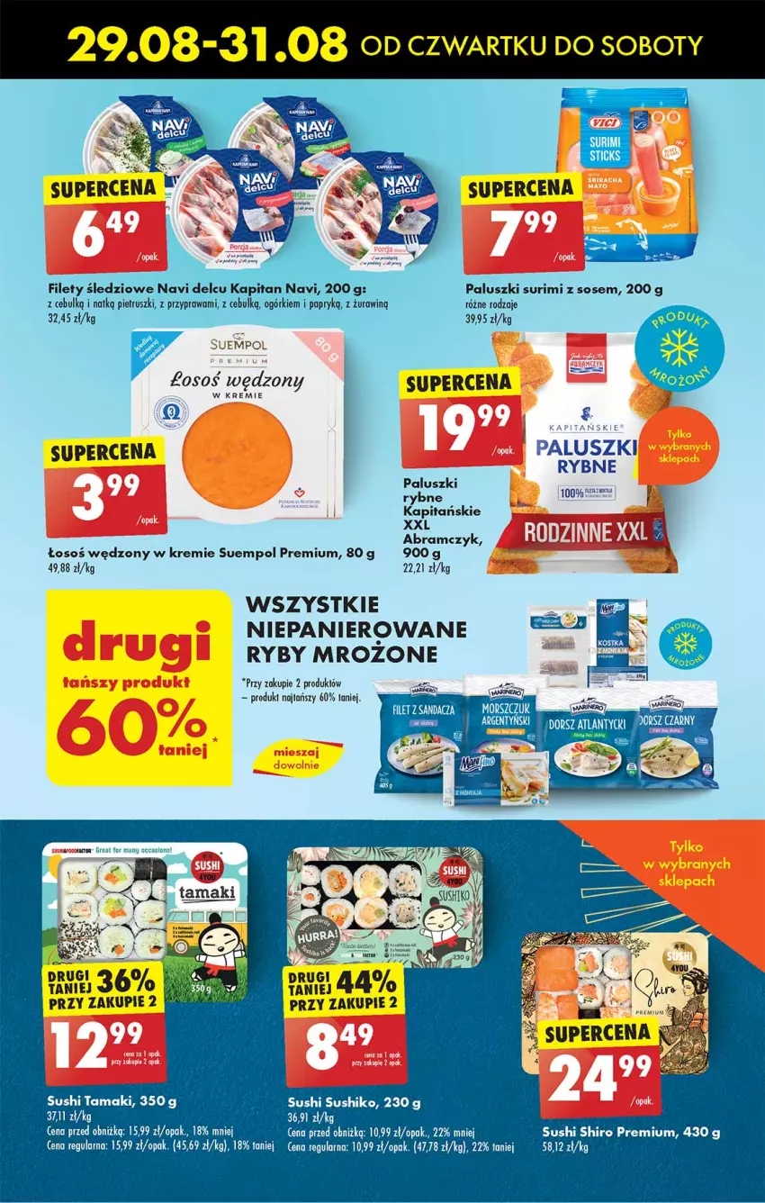 Gazetka promocyjna Biedronka - Od czwartku - ważna 29.08 do 04.09.2024 - strona 29 - produkty: Dorsz, Filet z sandacza, Sandacz, Sos, Suempol, Surimi, Sushi