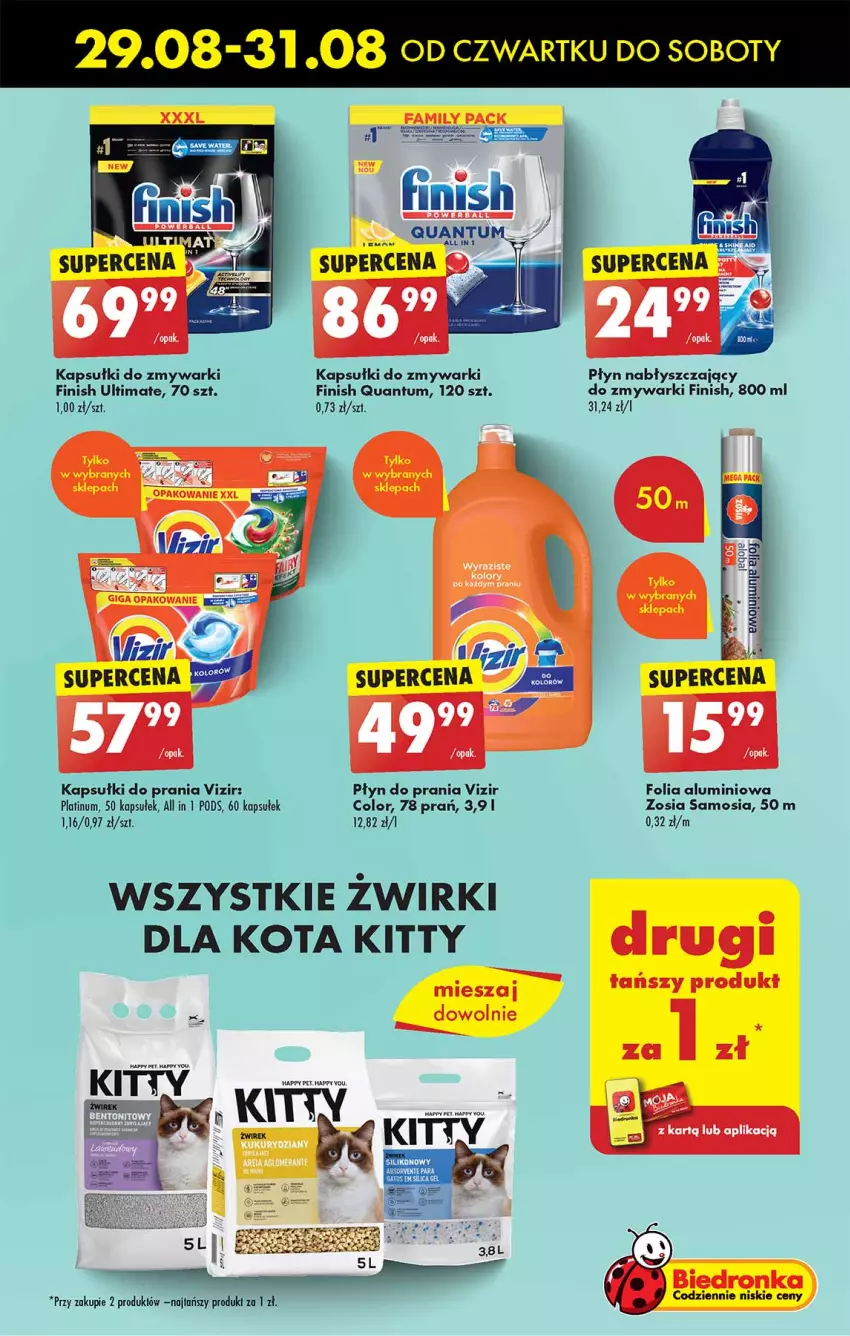 Gazetka promocyjna Biedronka - Od czwartku - ważna 29.08 do 04.09.2024 - strona 55 - produkty: Finish, Folia aluminiowa, Kapsułki do prania, Płyn do prania, Płyn nabłyszczający, Vizir, Zmywarki