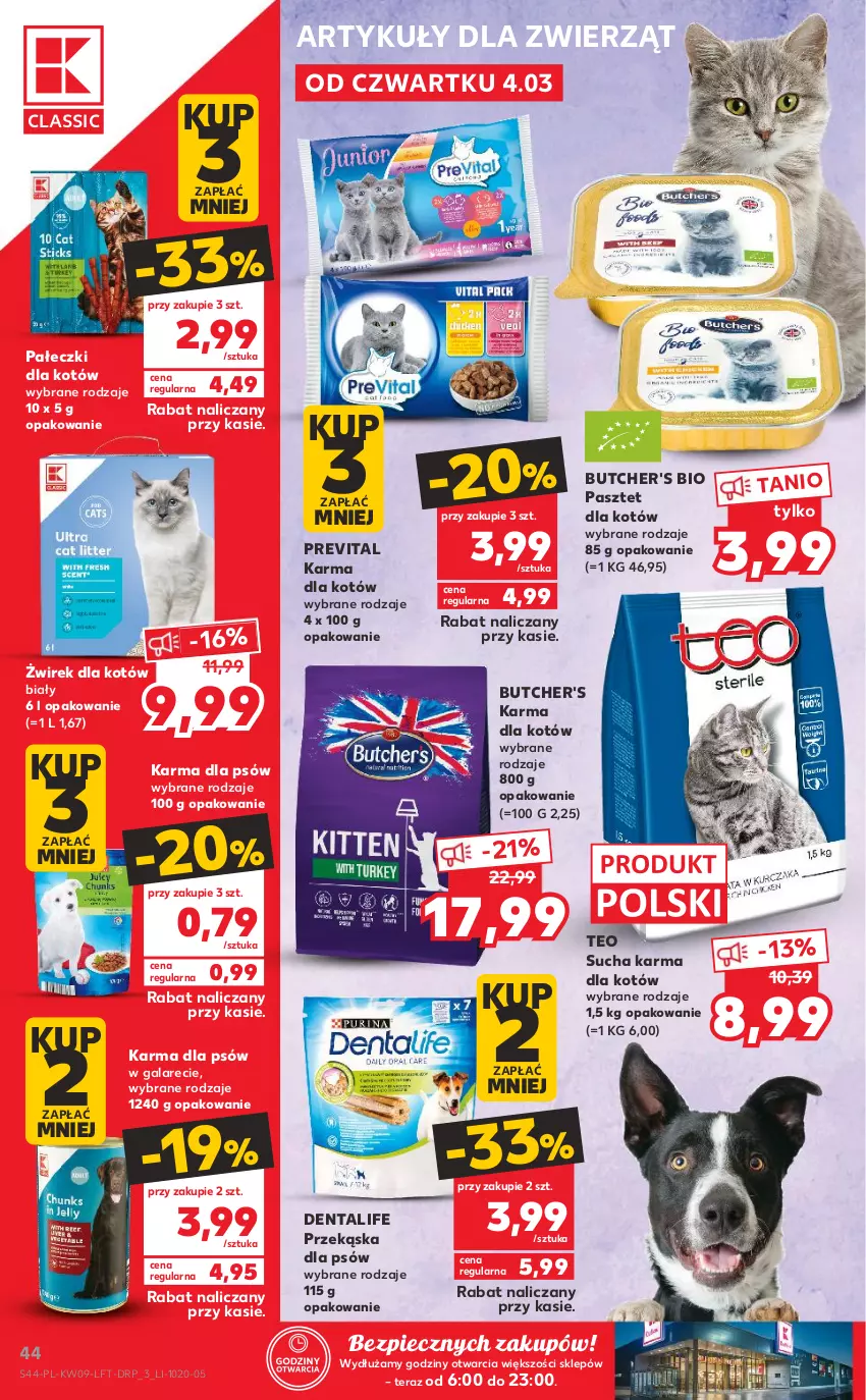 Gazetka promocyjna Kaufland - OFERTA TYGODNIA - ważna 04.03 do 10.03.2021 - strona 44 - produkty: Butcher's, Gala, Pasztet, Piec, Przekąska dla psów, Sucha karma, Tera