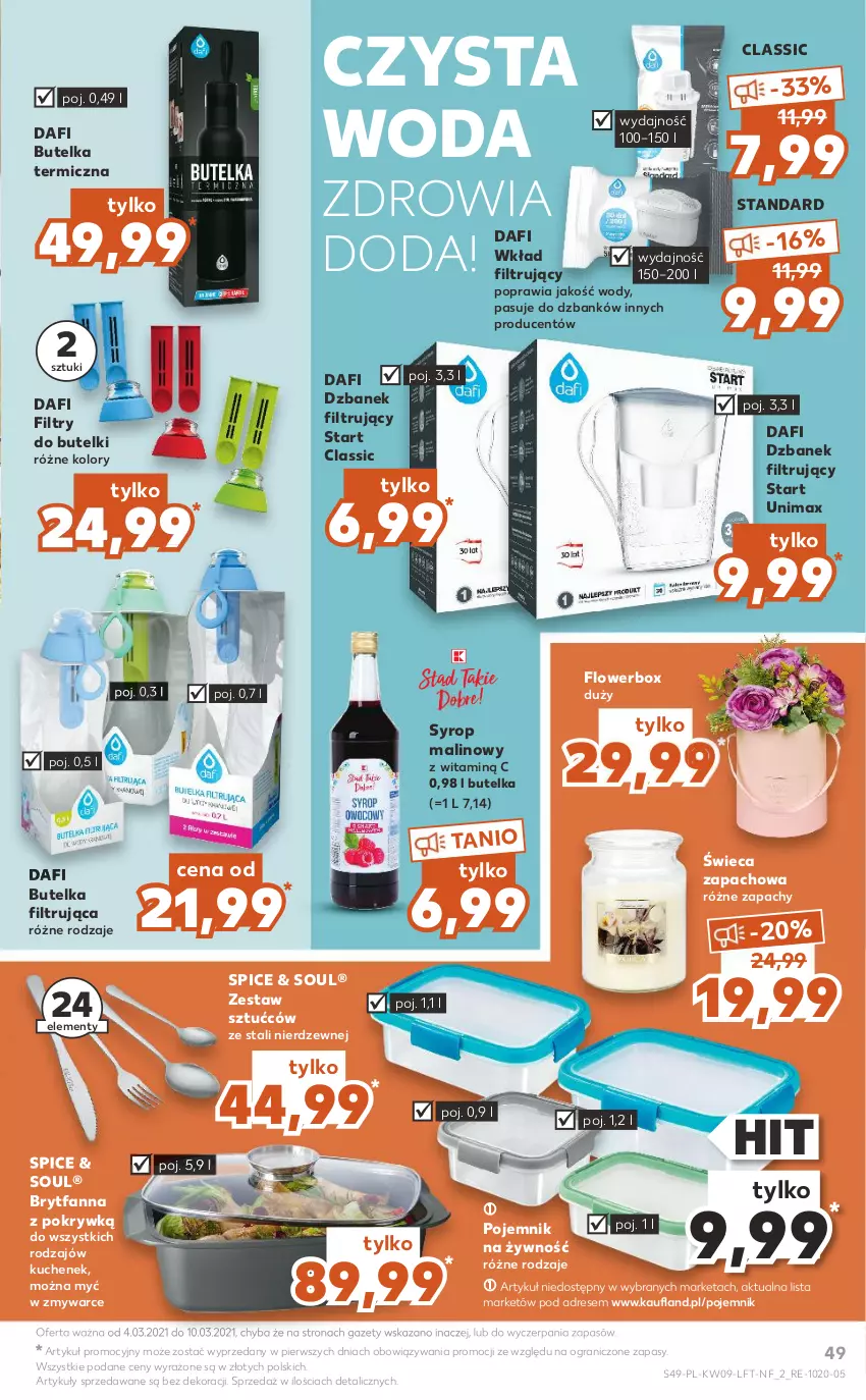 Gazetka promocyjna Kaufland - OFERTA TYGODNIA - ważna 04.03 do 10.03.2021 - strona 49 - produkty: Dres, Dzbanek, Dzbanek filtrujący, Fa, Gra, Pojemnik, Syrop, Wkład filtrujący, Woda, Zestaw sztućców