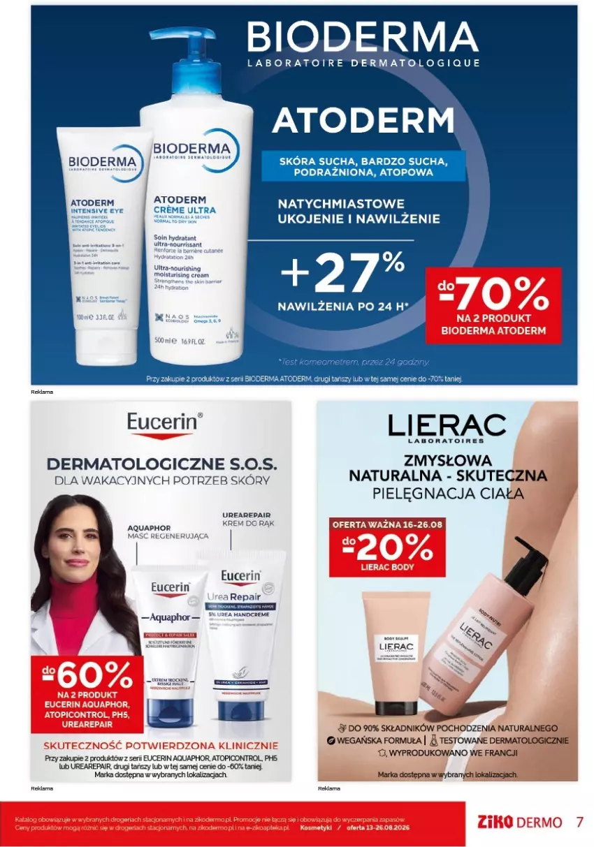 Gazetka promocyjna Ziko - Gazetka Ziko Dermo - ważna 13.08 do 26.08.2026 - strona 7 - produkty: Aquaphor, Atoderm, Bioderma, Control, Fa, Lierac, Ser, Top