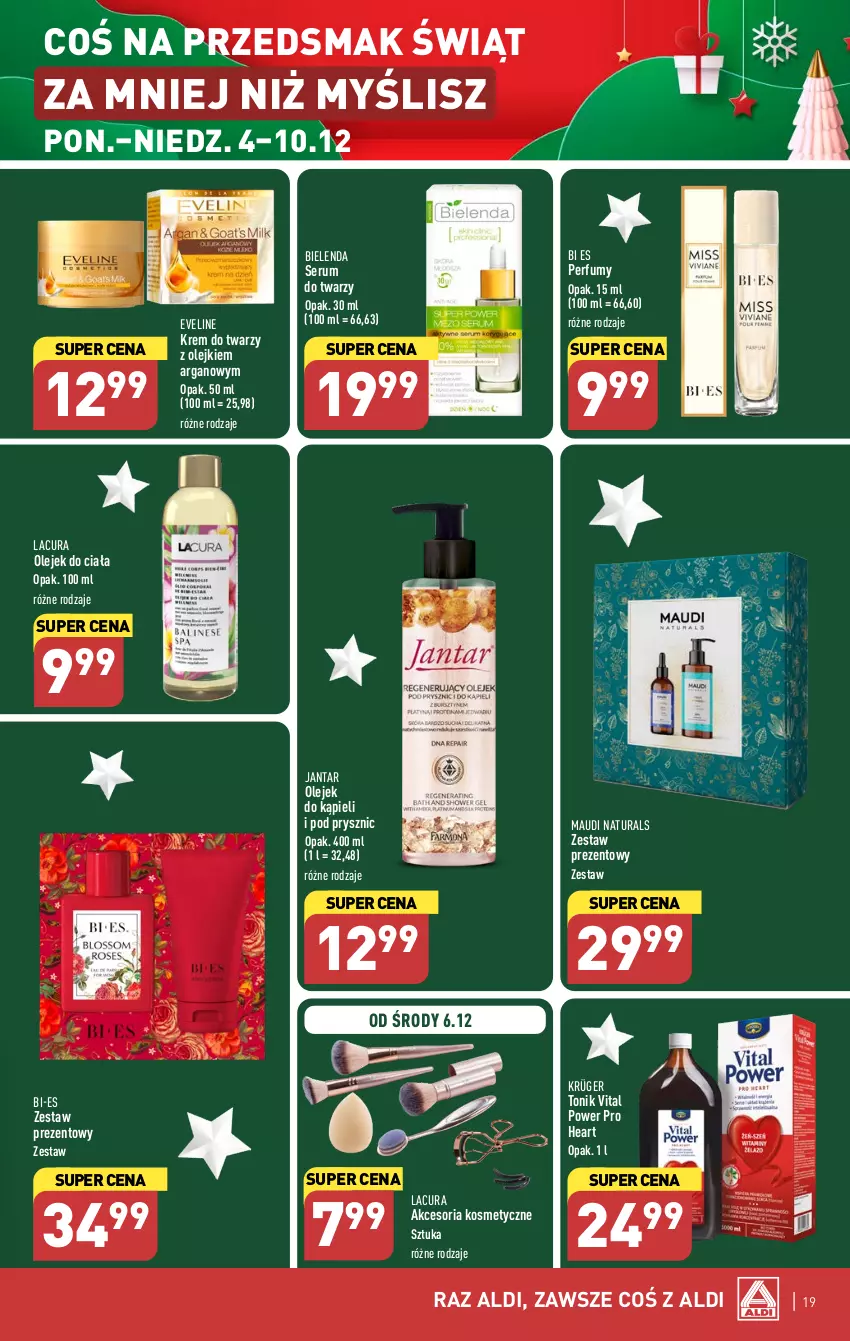 Gazetka promocyjna Aldi - Pełna oferta - ważna 04.12 do 10.12.2023 - strona 19 - produkty: Bielenda, Eveline, Krem do twarzy, Maudi Naturals, Olej, Olejek do ciała, Perfum, Rum, Ser, Serum, Serum do twarzy, Tonik, Zestaw prezentowy