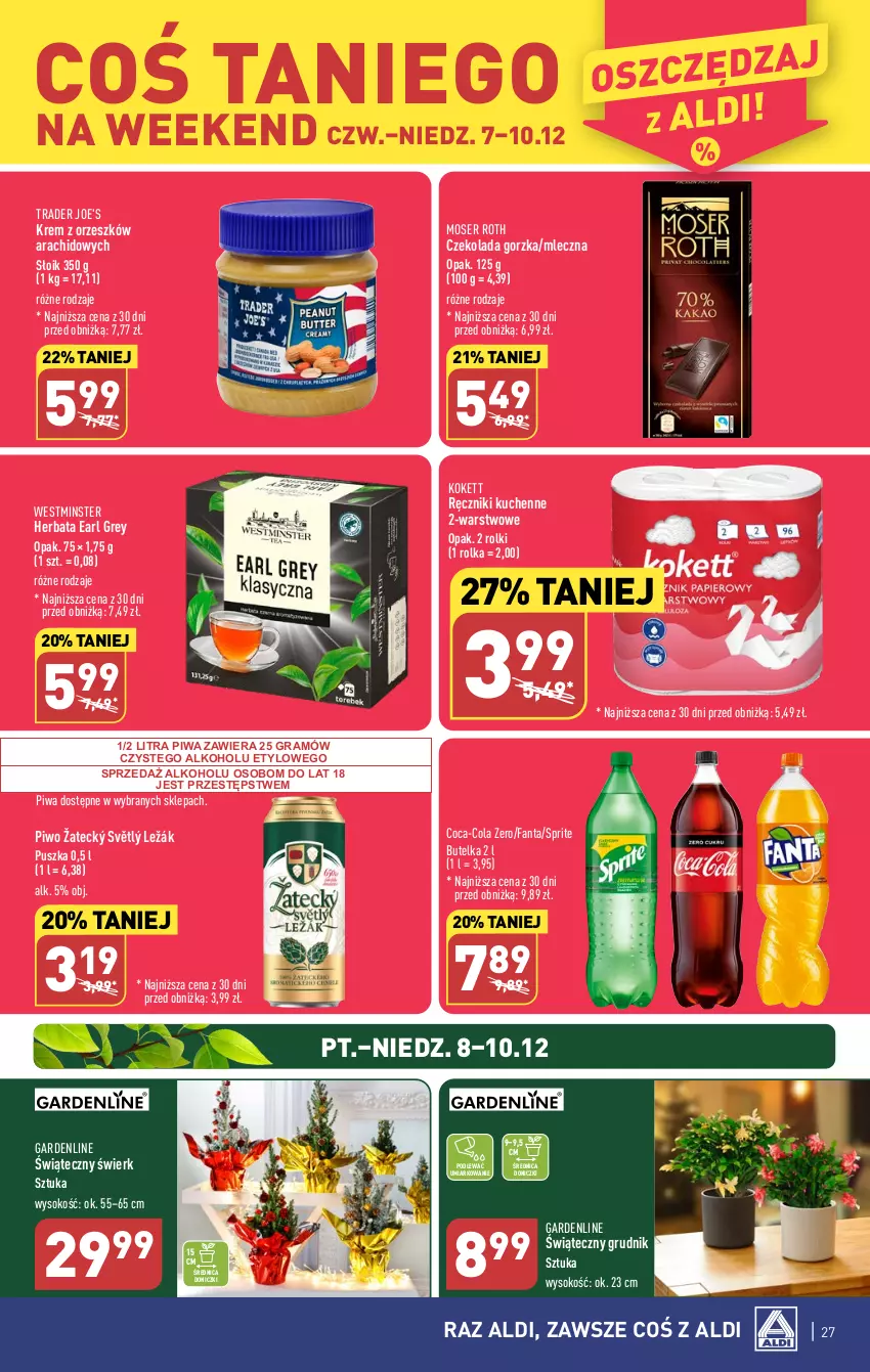 Gazetka promocyjna Aldi - Pełna oferta - ważna 04.12 do 10.12.2023 - strona 27 - produkty: Coca-Cola, Czekolada, Czekolada gorzka, Earl Grey, Fa, Fanta, Gra, Herbata, Moser Roth, Piwa, Piwo, Ręcznik, Rolki, Ser, Sok, Sprite