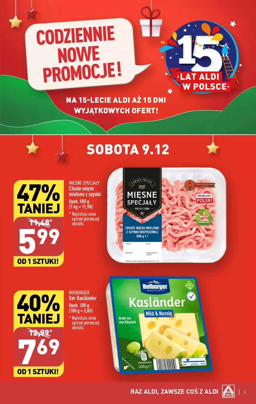 Gazetka promocyjna Aldi - Pełna oferta - ważna 04.12 do 10.12.2023 - strona 3 - produkty: Burger, Hofburger, Mięsne specjały, Mięso, Mięso mielone, Mięso mielone z szynki, Ser