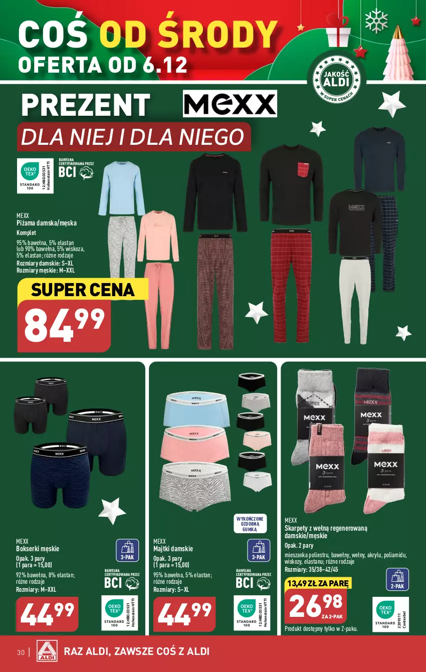 Gazetka promocyjna Aldi - Pełna oferta - ważna 04.12 do 10.12.2023 - strona 30 - produkty: Bokserki, Karp, Majtki, Mexx, Piżama, Ser, Wełna