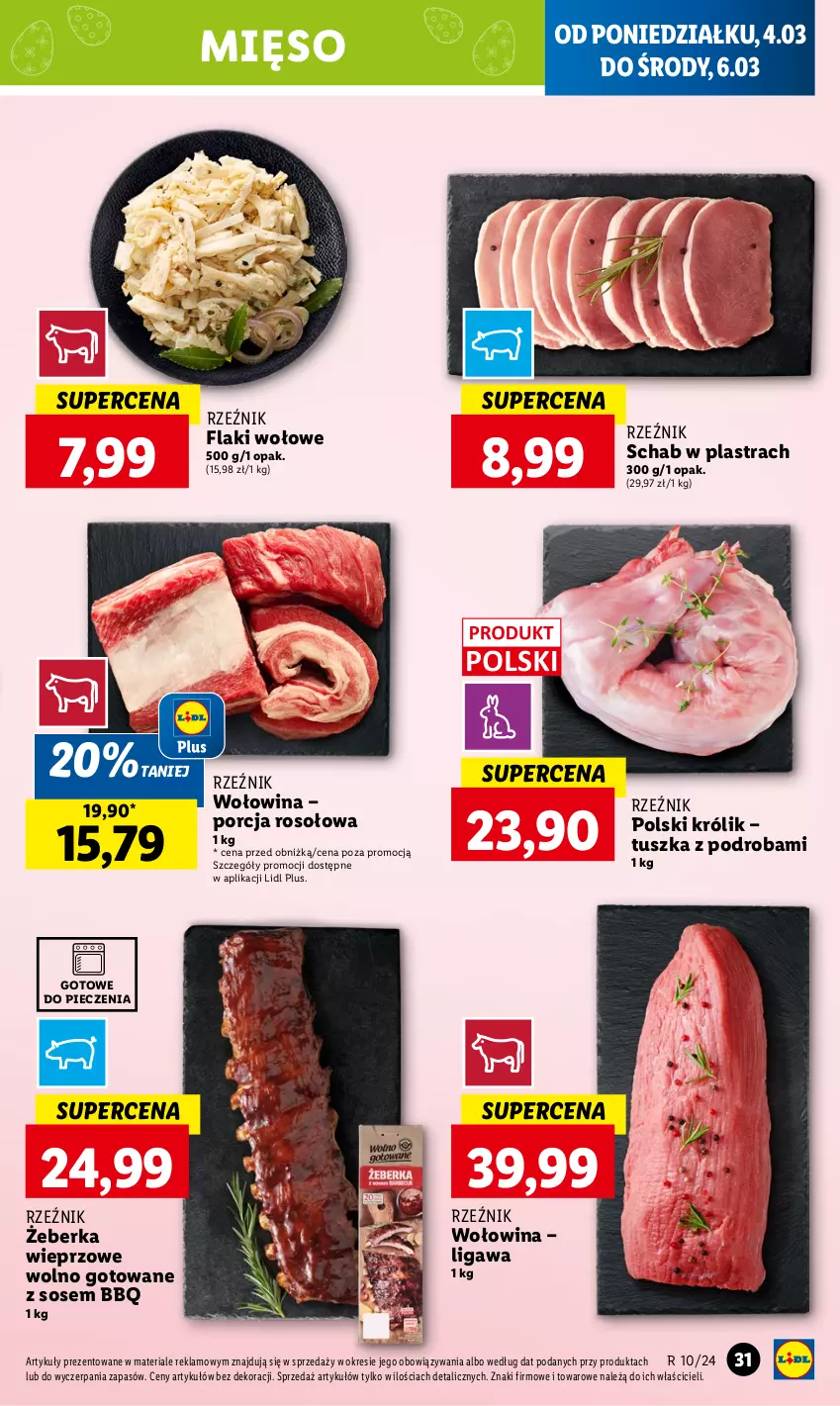 Gazetka promocyjna Lidl - GAZETKA - ważna 04.03 do 06.03.2024 - strona 35 - produkty: Flaki, Flaki wołowe, Królik, Mięso, Piec, Por, Sos, Tusz, Wołowina