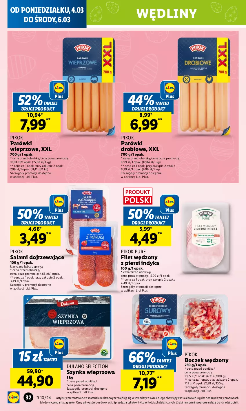 Gazetka promocyjna Lidl - GAZETKA - ważna 04.03 do 06.03.2024 - strona 36 - produkty: Boczek, Dulano, Parówki, PIKOK, Pur, Salami, Szynka, Szynka wieprzowa