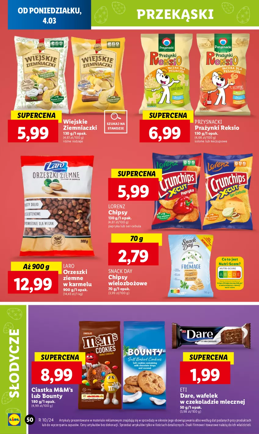 Gazetka promocyjna Lidl - GAZETKA - ważna 04.03 do 06.03.2024 - strona 56 - produkty: Bounty, Cebula, Chipsy, Ciastka, Lorenz, Orzeszki, Orzeszki ziemne, Papryka, Przysnacki, Ser, Wafelek, Wazon