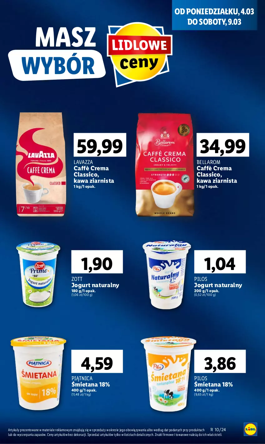 Gazetka promocyjna Lidl - GAZETKA - ważna 04.03 do 06.03.2024 - strona 59 - produkty: Bell, Bella, Jogurt, Jogurt naturalny, Kawa, Kawa ziarnista, Lavazza, Piątnica, Pilos, Zott