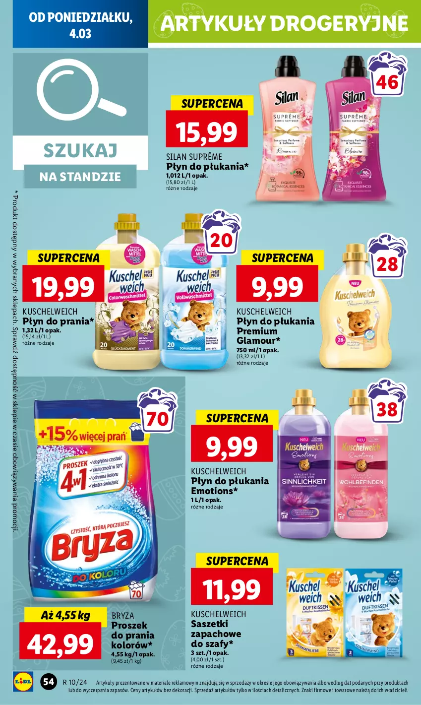 Gazetka promocyjna Lidl - GAZETKA - ważna 04.03 do 06.03.2024 - strona 62 - produkty: Bryza, Płyn do płukania, Płyn do prania, Proszek do prania, Silan