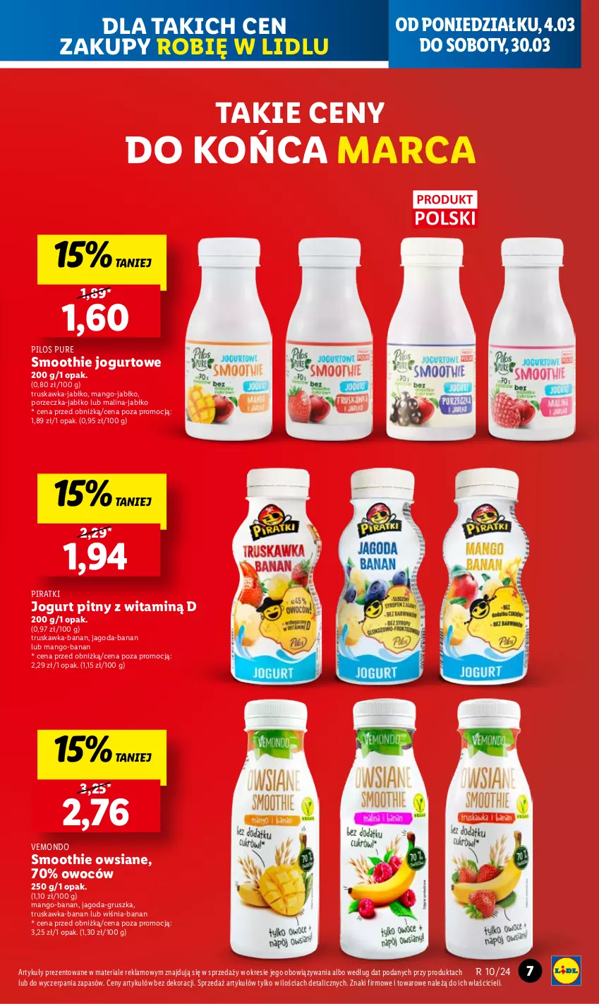 Gazetka promocyjna Lidl - GAZETKA - ważna 04.03 do 06.03.2024 - strona 7 - produkty: Jogurt, Jogurt pitny, Mango, Pilos, Por, Pur, Smoothie