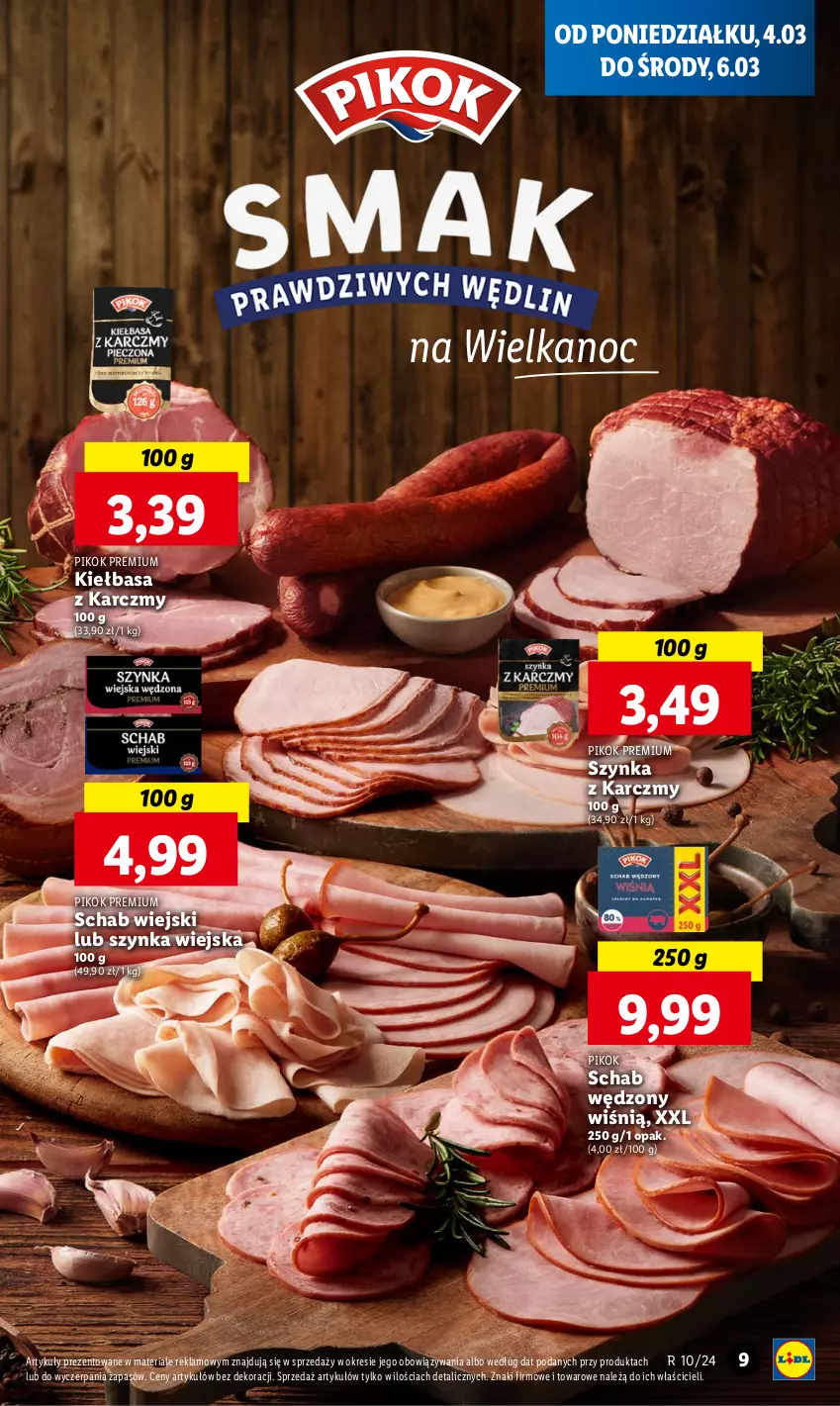 Gazetka promocyjna Lidl - GAZETKA - ważna 04.03 do 06.03.2024 - strona 9 - produkty: Kiełbasa, PIKOK, Szynka