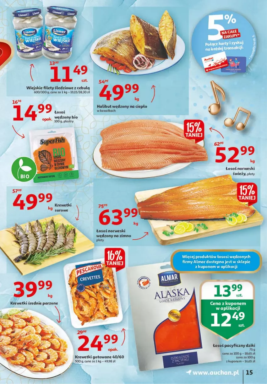 Gazetka promocyjna Auchan - 25 urodziny #1 Hipermarkety - ważna 22.04 do 28.04.2021 - strona 15 - produkty: Halibut, Kawa, Krewetki