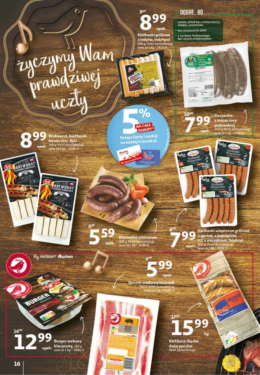 Gazetka promocyjna Auchan - 25 urodziny #1 Hipermarkety - ważna 22.04 do 28.04.2021 - strona 16 - produkty: Bell, Fa, Grill, Kasza, Kaszanka, Szubryt