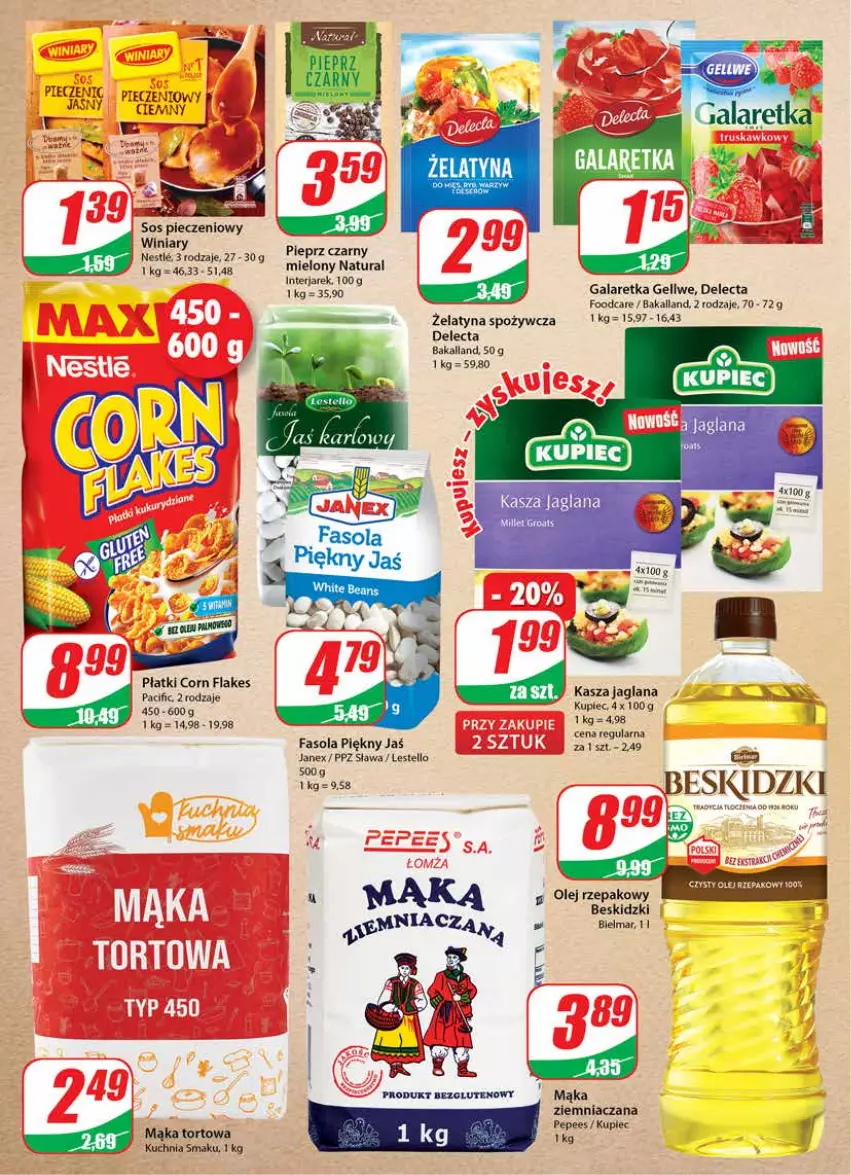 Gazetka promocyjna Dino - Gazetka - ważna 12.01 do 18.01.2022 - strona 6 - produkty: Bakalland, Beskidzki, Cif, Corn flakes, Delecta, EPEE, Fa, Fasola, Gala, Galaretka, Kasza, Kasza jaglana, Kuchnia, Kupiec, LANA, Mąka, Olej, Olej rzepakowy, Piec, Sos, Sos pieczeniowy, Winiary