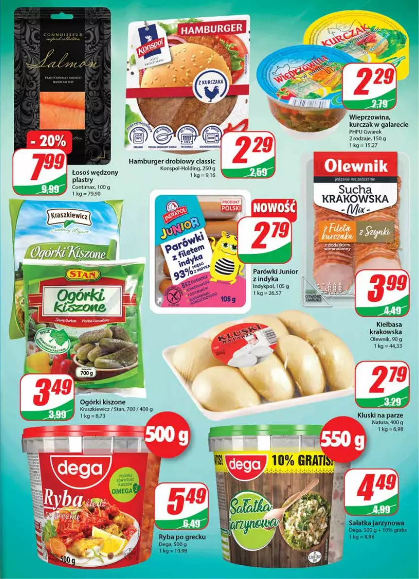 Gazetka promocyjna Dino - Gazetka - ważna 26.05 do 01.06.2021 - strona 15 - produkty: Burger, Gala, Gra, Hamburger, HP, Kiełbasa, Kluski na parze, Kurczak, Olewnik, Parówki, Sos, Wieprzowina