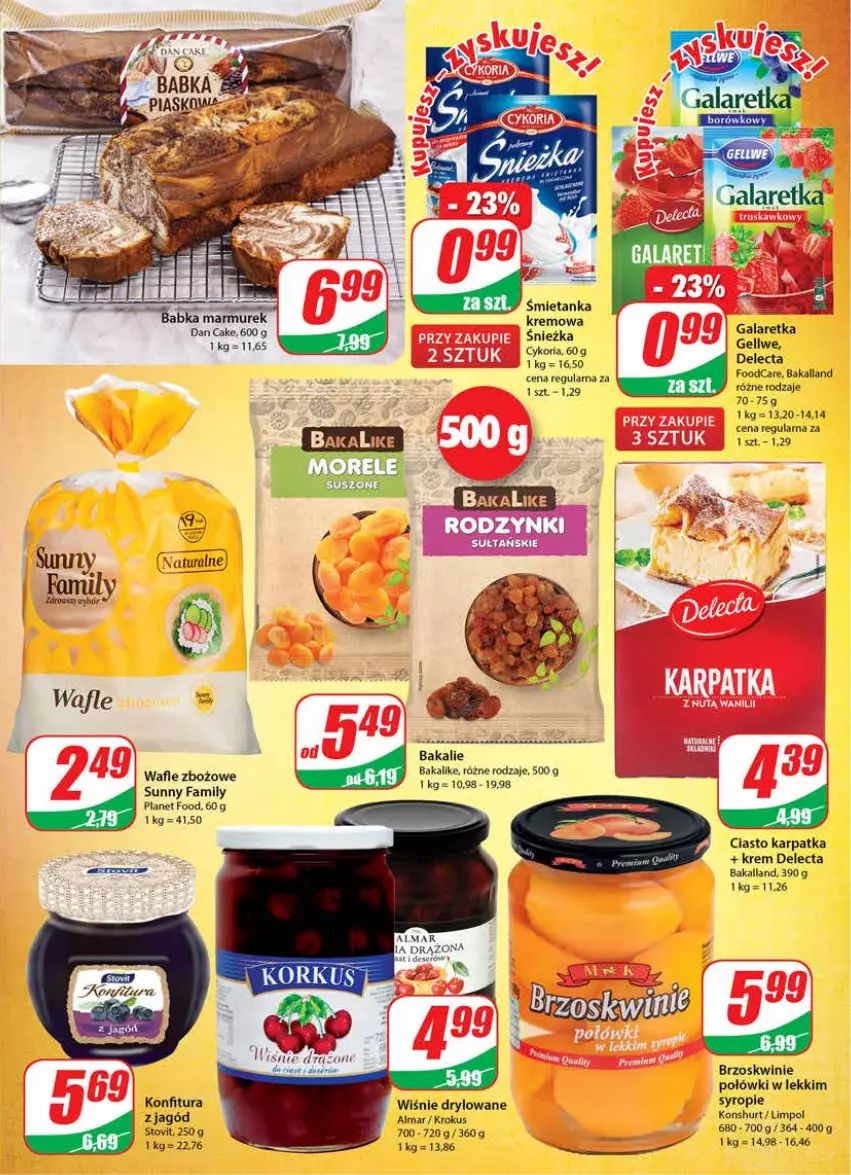 Gazetka promocyjna Dino - Gazetka - ważna 26.05 do 01.06.2021 - strona 7 - produkty: Bakalland, Brzoskwinie, Dan Cake, Delecta, Fa, Gala, Galaretka, Karp, Konfitura, Krokus, Syrop, Wafle