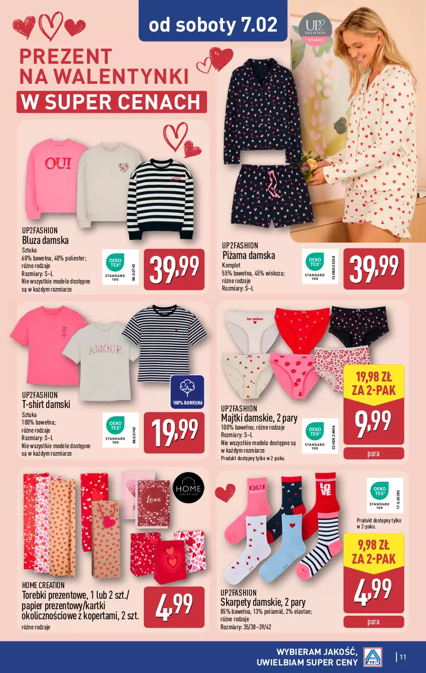 Gazetka promocyjna Aldi - Artykuły przemysłowe i tekstylia - ważna 04.02 do 07.02.2026 - strona 11 - produkty: Bluza, Fa, Karp, Majtki, Papier, Piżama, T-shirt, Wełna