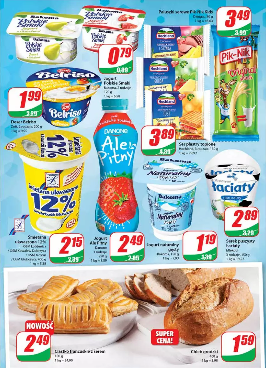 Gazetka promocyjna Dino - Gazetka - ważna 19.01 do 25.01.2022 - strona 11 - produkty: Bakoma, Belriso, Chleb, Deser, Hochland, Jogurt, Jogurt naturalny, Ser, Serek, Serek puszysty, Top, Zott