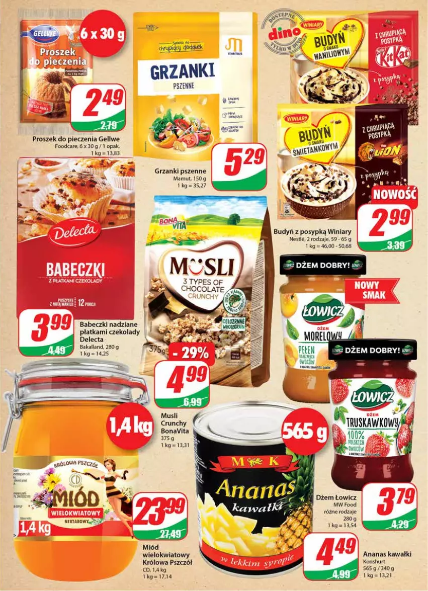 Gazetka promocyjna Dino - Gazetka - ważna 19.01 do 25.01.2022 - strona 5 - produkty: Ananas, Babeczki, Bakalland, Budyń, Delecta, Kawa, Miód, Nektar, Piec, Proszek do pieczenia, Winiary