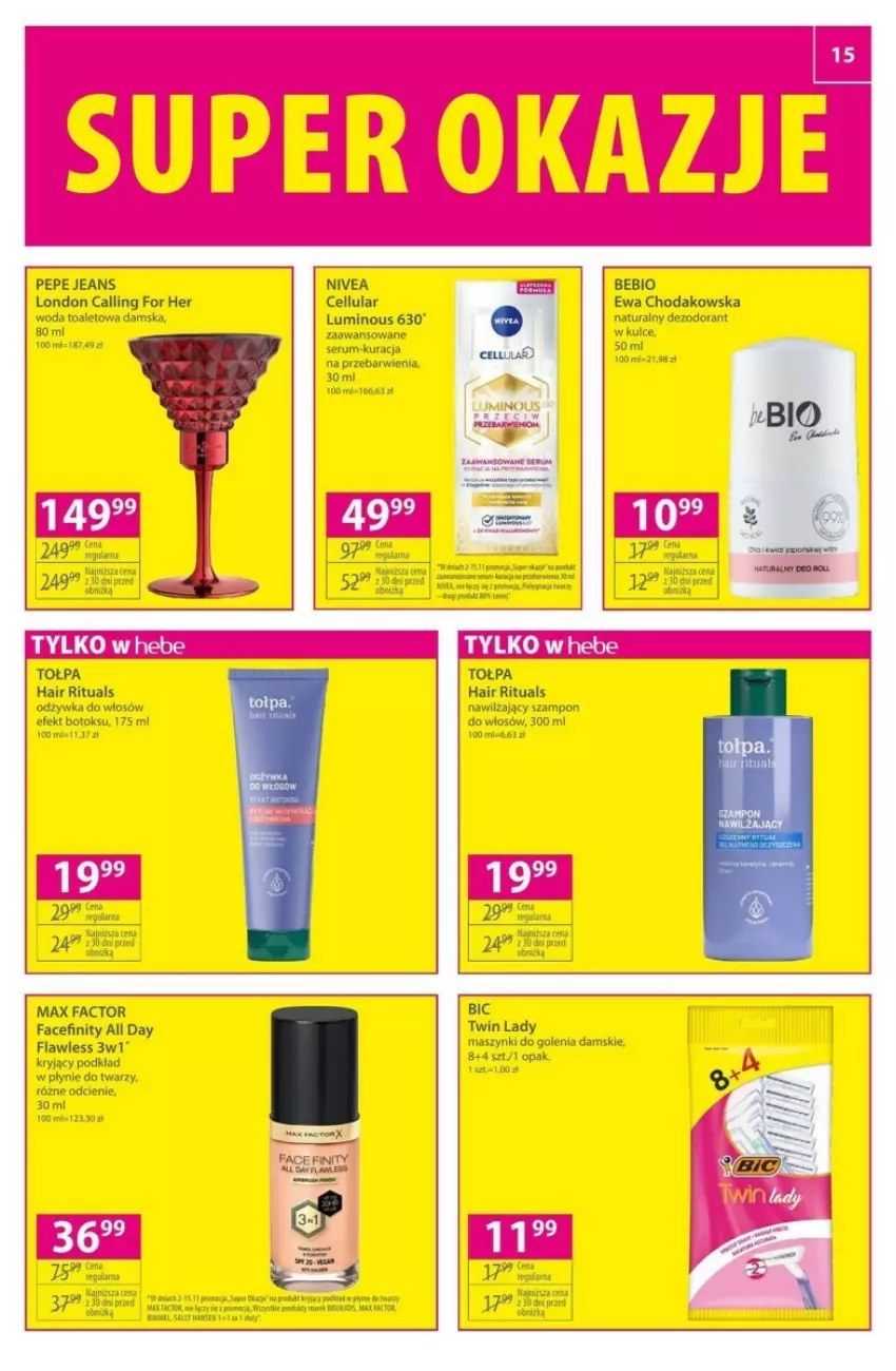 Gazetka promocyjna Hebe - ważna 02.11 do 15.11.2023 - strona 7 - produkty: Dezodorant, Fa, Max Factor, Nivea, Podkład, Rum, Ser, Serum, Szampon, Tołpa, Woda, Woda toaletowa