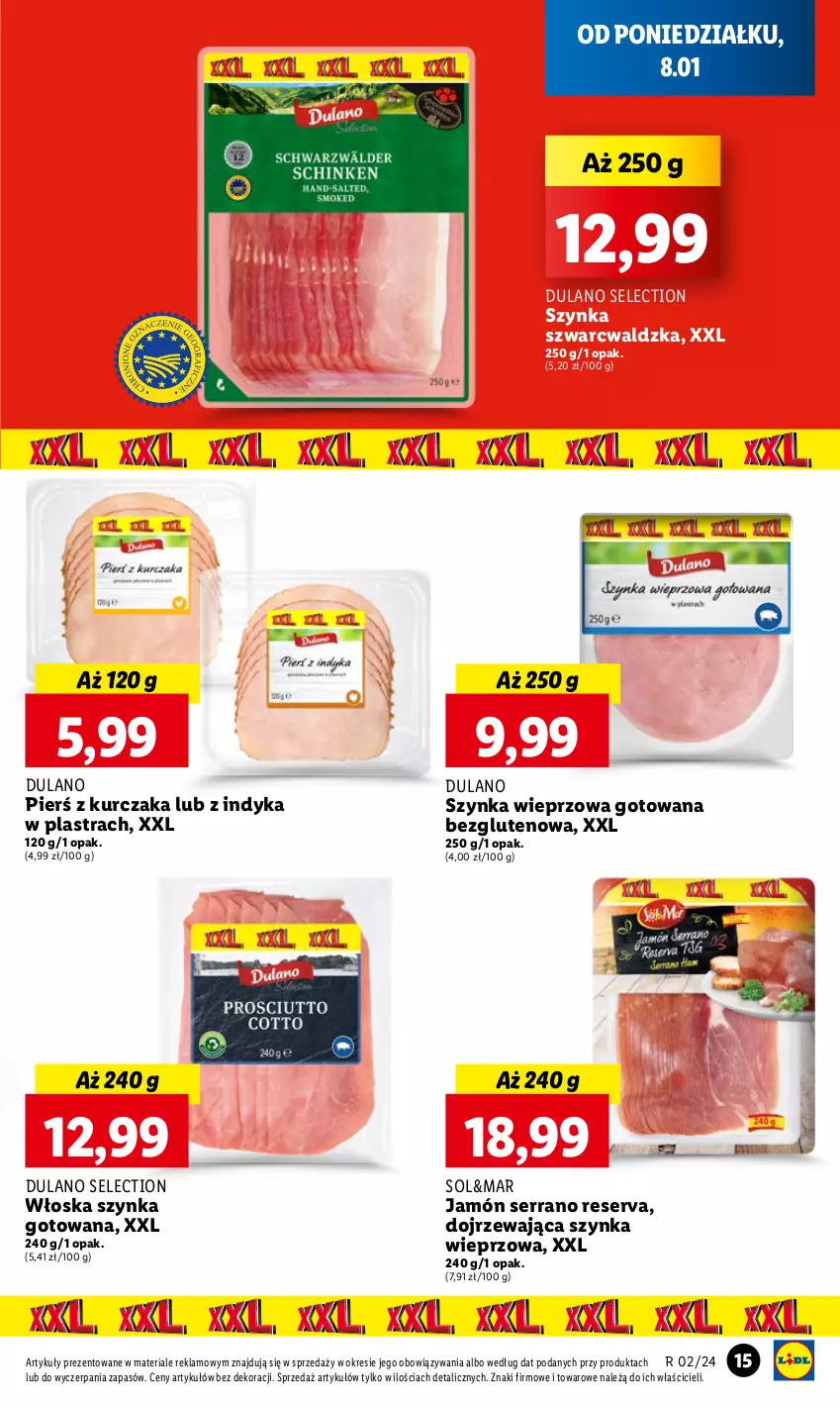 Gazetka promocyjna Lidl - GAZETKA - ważna 08.01 do 10.01.2024 - strona 17 - produkty: Dulano, Jamón serrano, Kurczak, Ser, Szynka, Szynka wieprzowa