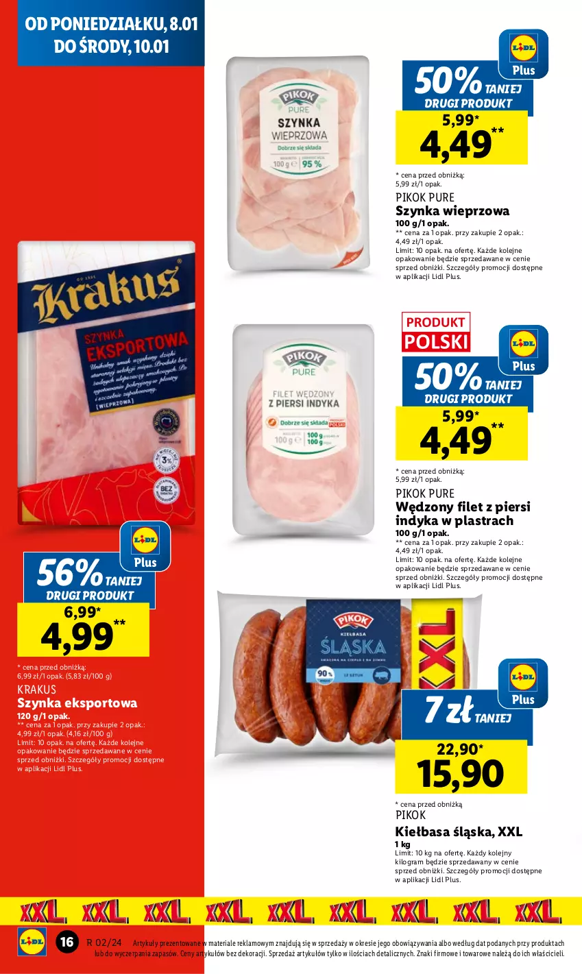 Gazetka promocyjna Lidl - GAZETKA - ważna 08.01 do 10.01.2024 - strona 18 - produkty: Filet z piersi indyka, Gra, Kiełbasa, Kiełbasa śląska, Krakus, Olej, PIKOK, Por, Pur, Sport, Szynka, Szynka wieprzowa