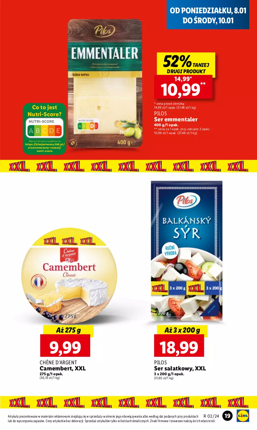 Gazetka promocyjna Lidl - GAZETKA - ważna 08.01 do 10.01.2024 - strona 21 - produkty: Camembert, Emmental, Pilos, Sałat, Ser, Wazon